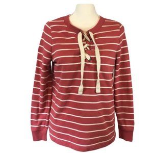Oldnavy Red Stripped Tie Up Long Sleeve XS